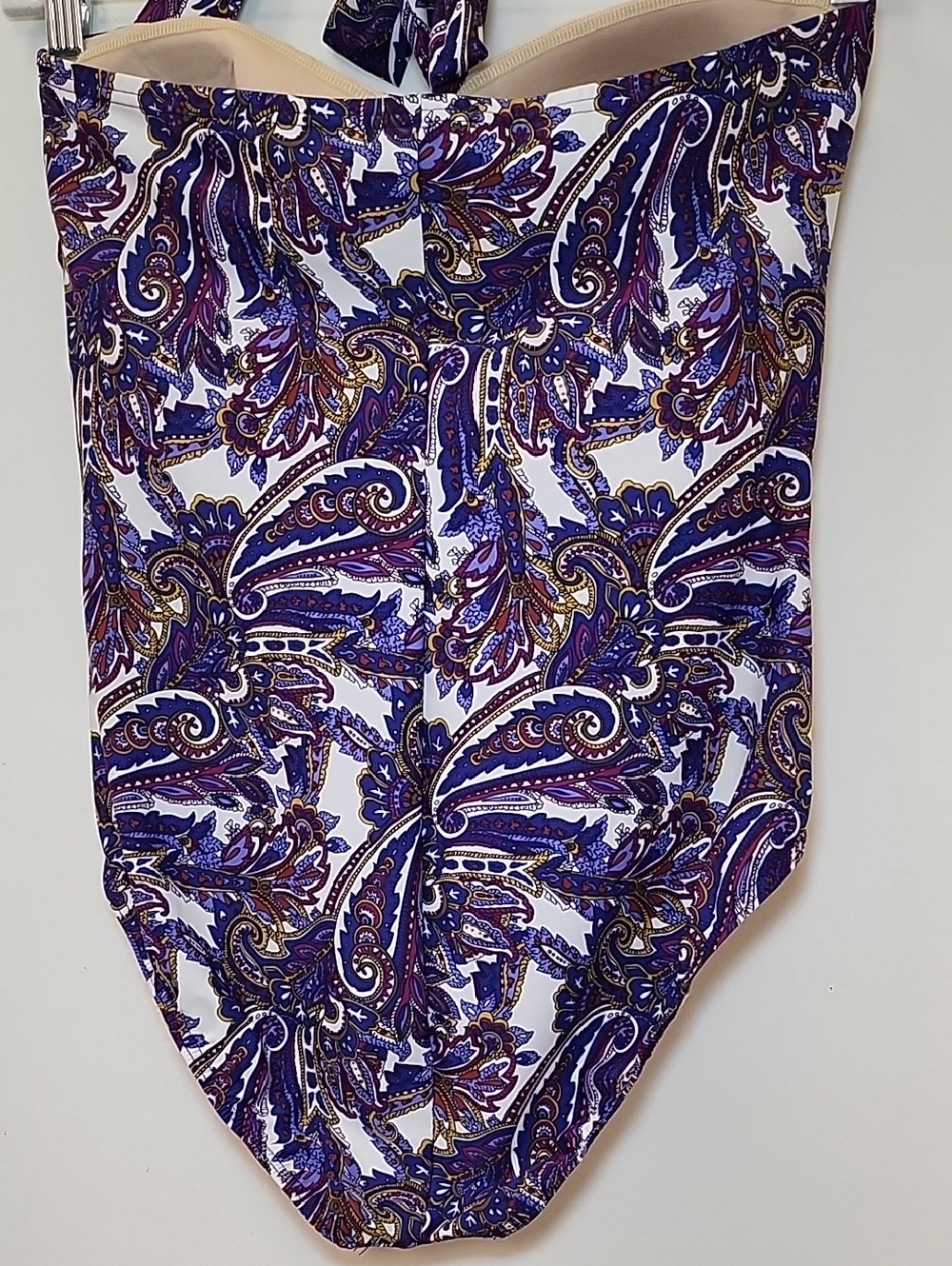 Lands’End Swimsuit OnePiece Ruched Wrapped Slimming Soft Cup Wireless Paisley 14 - Picture 12 of 16